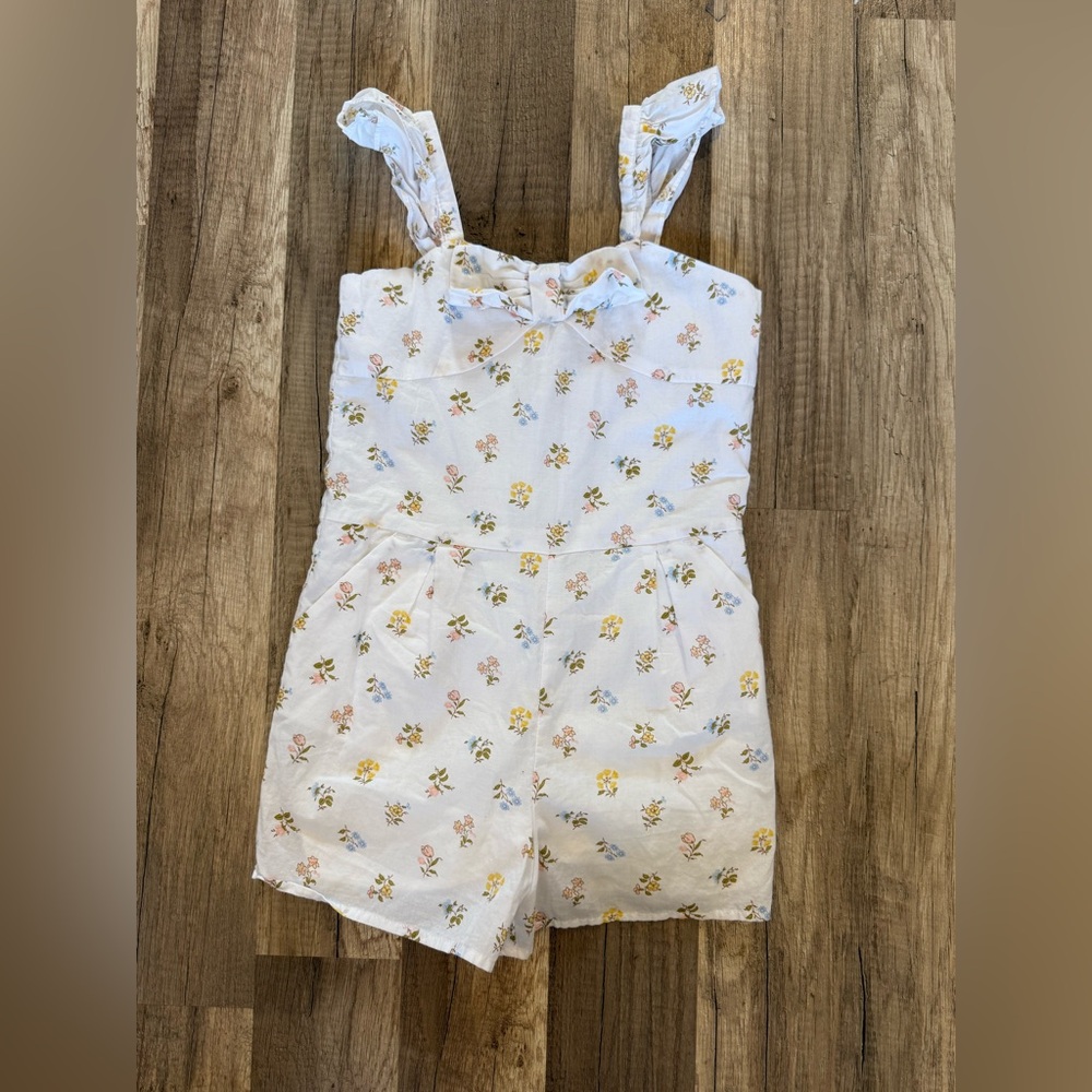 Janie and Jack White romper with Pastel Floral Print